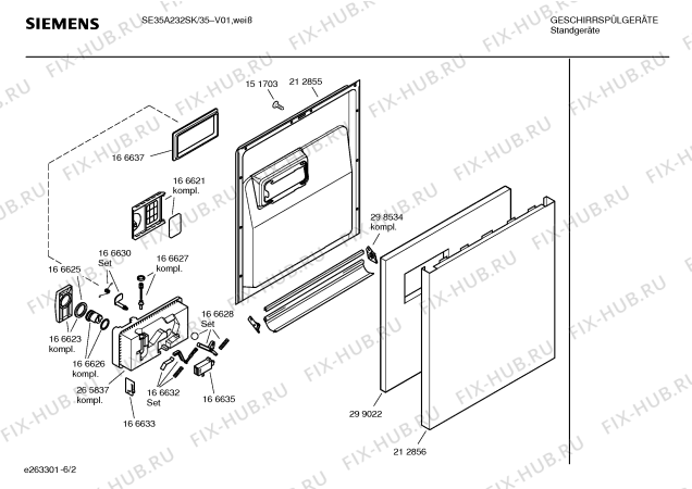 Взрыв-схема посудомоечной машины Siemens SE35A232SK - Схема узла 02