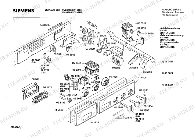 Схема №2 WV95200351 SIWAMAT 952 с изображением Переключатель для стиралки Siemens 00051854