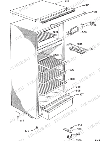 Взрыв-схема холодильника Zanussi ZN255/2TW - Схема узла Housing 001