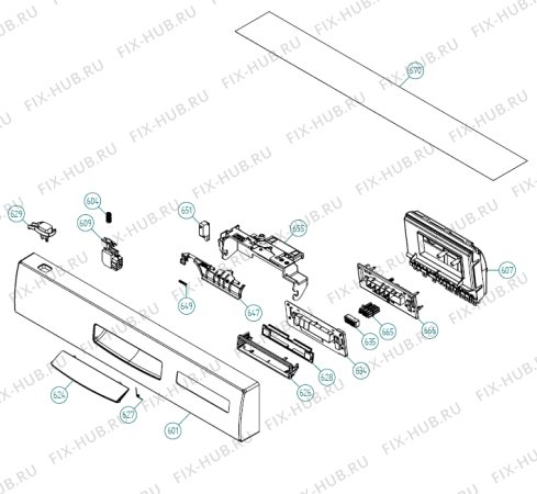 Схема №3 D5132 XL DK   -White Bi Soft (900001427, DW70.5) с изображением Накладка на панель управления для электропосудомоечной машины Gorenje 270101