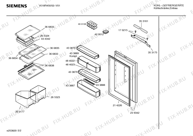 Схема №3 KIR18451FF Bosch с изображением Дверь для холодильной камеры Siemens 00239342