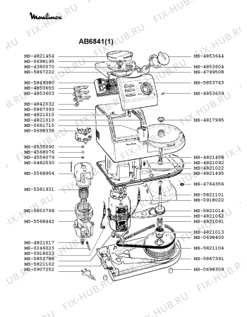 Взрыв-схема кухонного комбайна Moulinex AB6841(1) - Схема узла BP000454.7P4