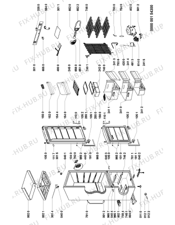Схема №1 ARC 5855/NBS с изображением Клавиша для холодильника Whirlpool 481241238016