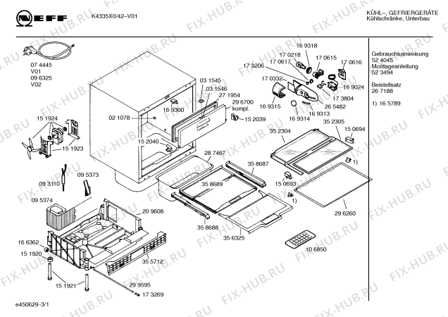 Схема №3 K4335X0GB с изображением Инструкция по эксплуатации для холодильника Bosch 00524045