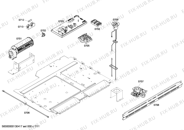 Схема №7 HBL5720UC с изображением Скоба для плиты (духовки) Bosch 00668811