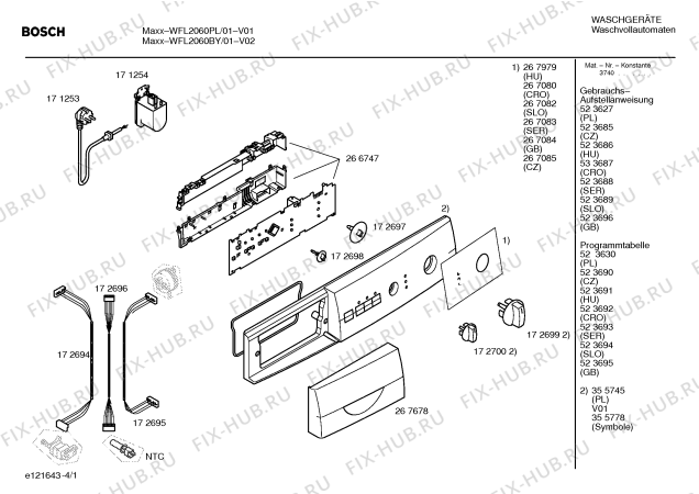 Схема №2 WFL2061BY с изображением Таблица программ для стиралки Bosch 00523695