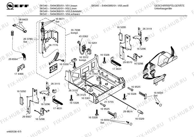 Схема №5 S4943B0 SK540 с изображением Инструкция по эксплуатации для посудомоечной машины Bosch 00525004