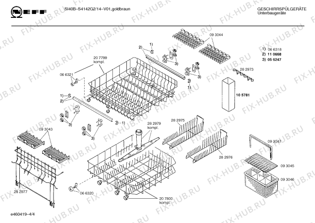 Схема №3 S4142G2 SI40B с изображением Панель для посудомойки Bosch 00290190