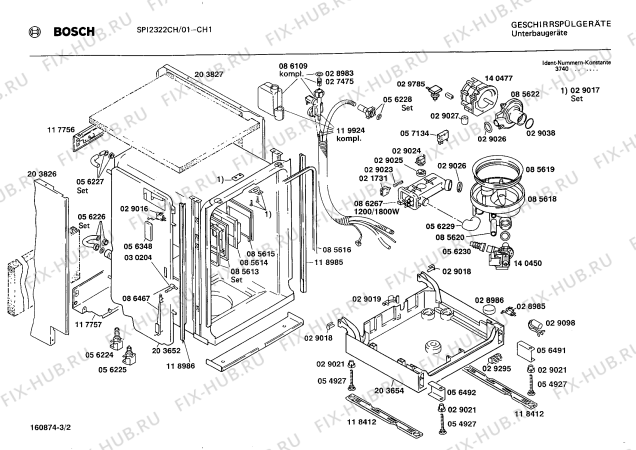 Взрыв-схема посудомоечной машины Bosch SPI2322CH - Схема узла 02