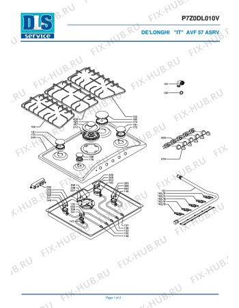 Схема №1 DGHS70II с изображением Покрытие для плиты (духовки) DELONGHI ZP0060009