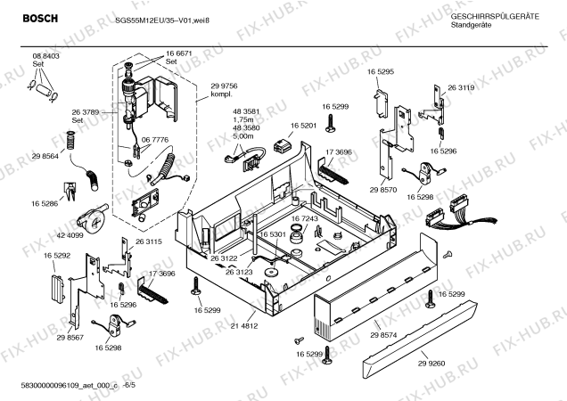 Взрыв-схема посудомоечной машины Bosch SGS55M12EU - Схема узла 05