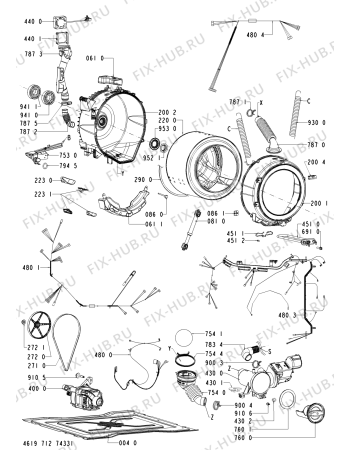 Схема №1 WFW9470WW00 с изображением Рукоятка для стиралки Whirlpool 480111102818