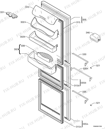 Взрыв-схема холодильника Rex Electrolux RC2233PXX - Схема узла Door 003