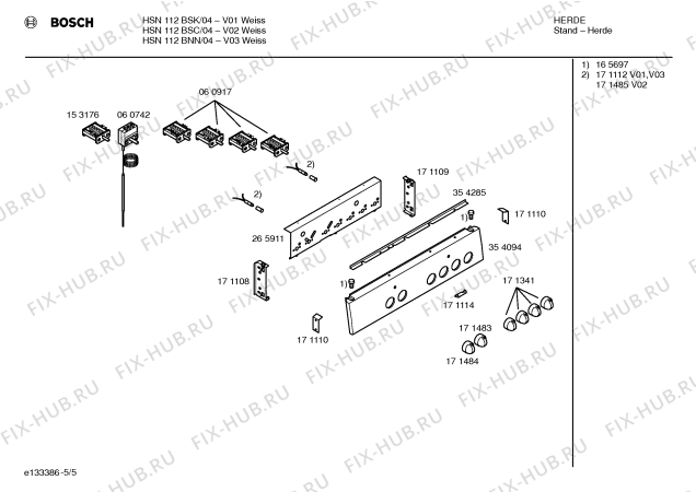 Схема №5 HS33225NN с изображением Варочная панель для духового шкафа Bosch 00095595