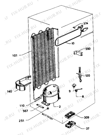 Взрыв-схема холодильника Electrolux RBE250.2 - Схема узла Freezer cooling system