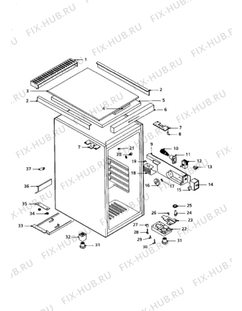 Взрыв-схема холодильника Electrolux ER1140T - Схема узла Cabinet + armatures