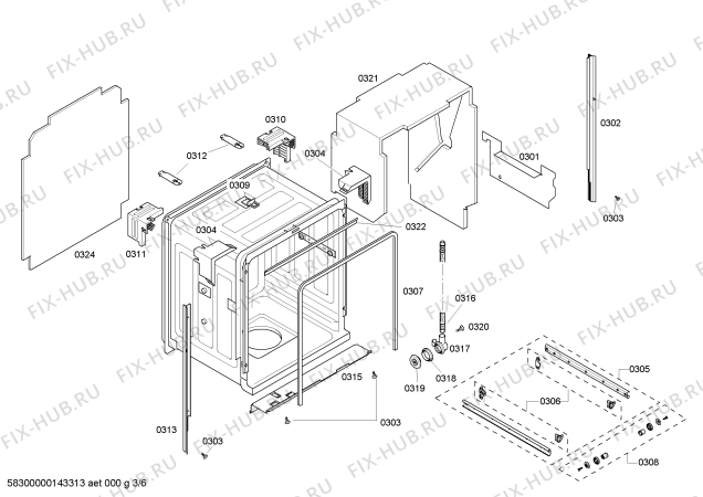 Взрыв-схема посудомоечной машины Bosch SHE65P02UC - Схема узла 03