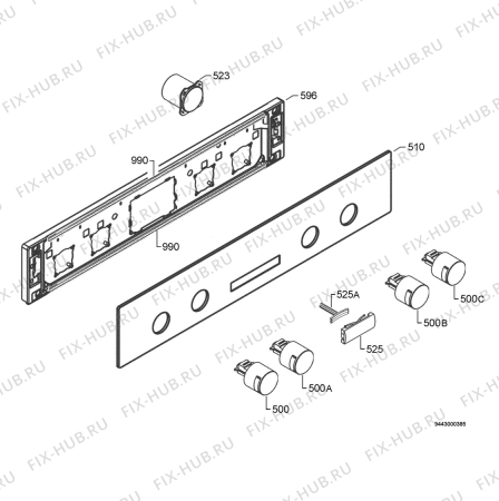 Взрыв-схема плиты (духовки) Aeg Electrolux U4111-6-W - Схема узла Command panel 037