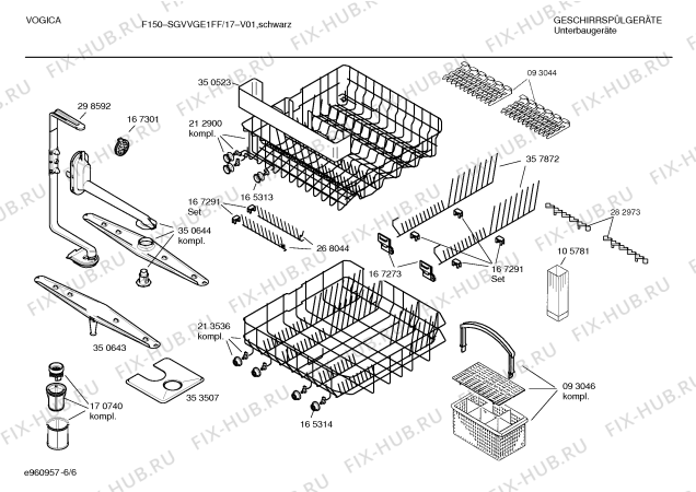Взрыв-схема посудомоечной машины Vogica SGVVGE1FF F150 - Схема узла 06