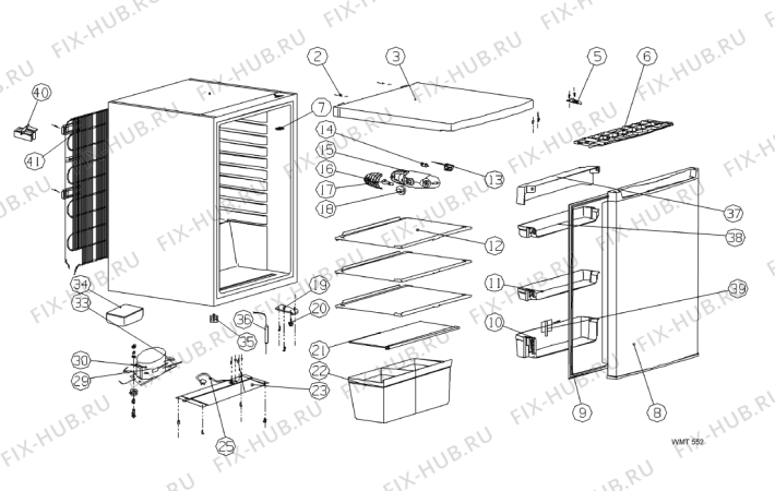 Схема №1 WMT552BL (F091189) с изображением Инструкция по обслуживанию для стиралки Indesit C00346206