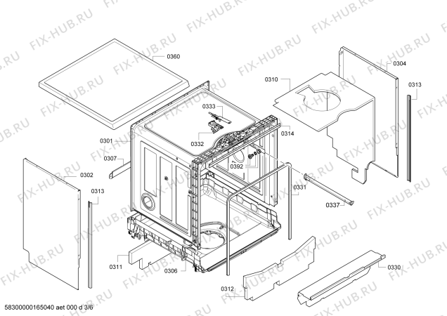 Взрыв-схема посудомоечной машины Bosch SMS86L02DE Exclusiv - Схема узла 03