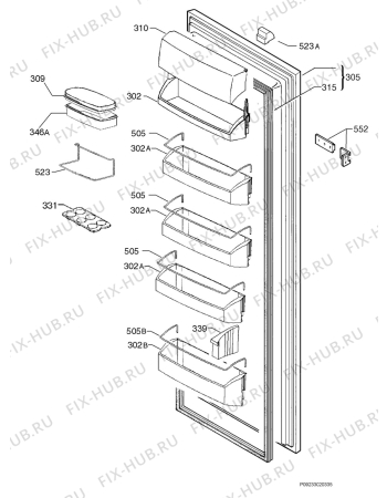 Взрыв-схема холодильника Aeg Electrolux S76308KA - Схема узла Door 003