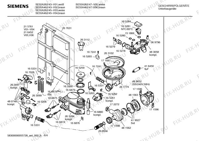 Взрыв-схема посудомоечной машины Siemens SE55A262 - Схема узла 04