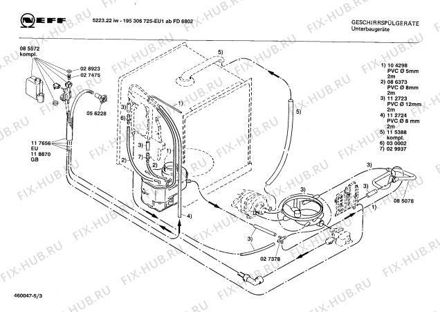 Схема №3 195306725 5223.22IW с изображением Панель для электропосудомоечной машины Bosch 00117368