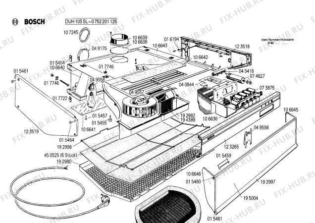 Схема №1 0752201141 DUH102SL с изображением Решетка для вентиляции Bosch 00192980