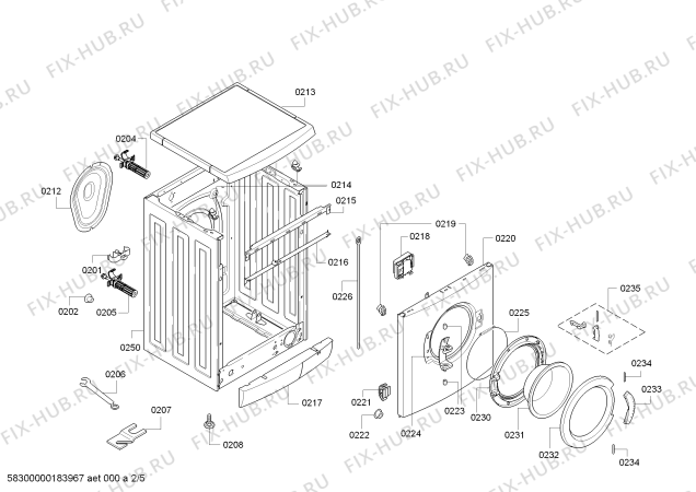 Взрыв-схема стиральной машины Siemens WM10E464IL iQ 300 varioPerfect - Схема узла 02