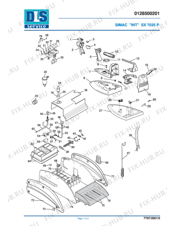 Схема №1 SX 7035P EX:1 с изображением Крышечка для утюга (парогенератора) DELONGHI 7128100100