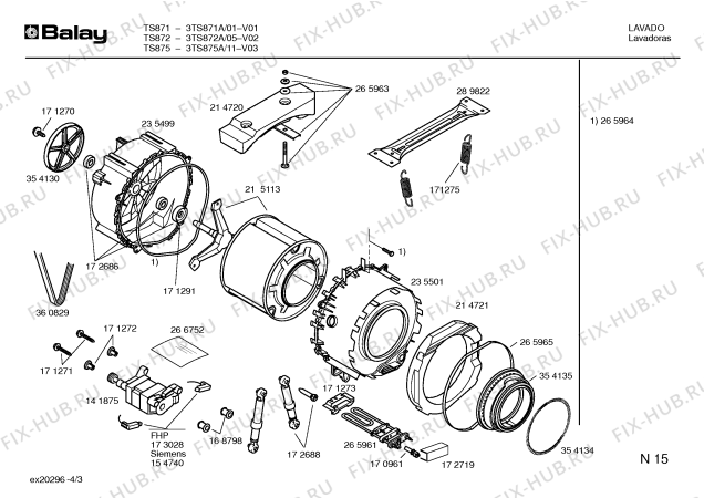 Взрыв-схема стиральной машины Balay 3TS871A TS871 - Схема узла 03
