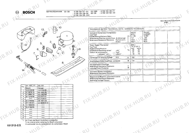 Взрыв-схема холодильника Bosch 0705124129 GS1280 - Схема узла 02