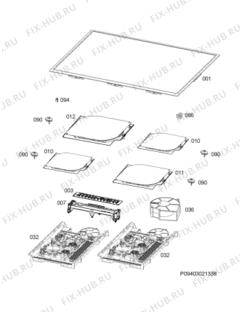 Взрыв-схема плиты (духовки) Electrolux EKI55566OW - Схема узла Hob