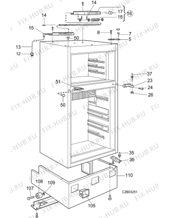 Взрыв-схема холодильника Sibir (N Sr) V170KE - Схема узла C20 Cabinet  B