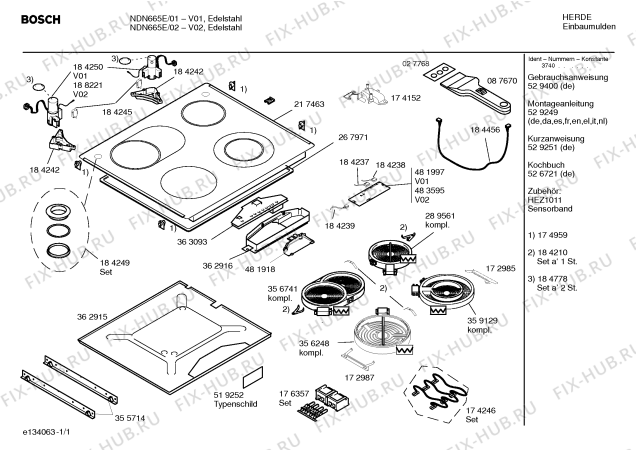 Схема №1 NDN665E с изображением Стеклокерамика для плиты (духовки) Bosch 00217463