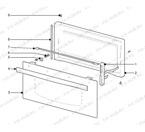 Взрыв-схема плиты (духовки) Electrolux ED925W - Схема узла H10 Grill door assy