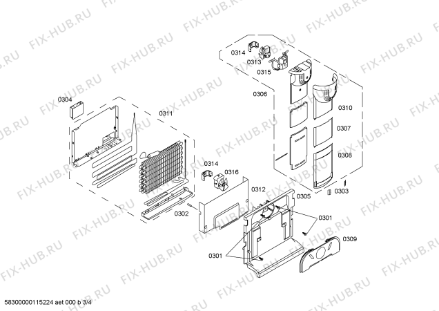 Взрыв-схема холодильника Bosch KGU36130EU - Схема узла 03