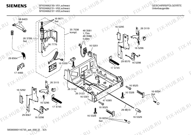 Схема №3 SF65A662 с изображением Инструкция по эксплуатации для посудомойки Siemens 00691486