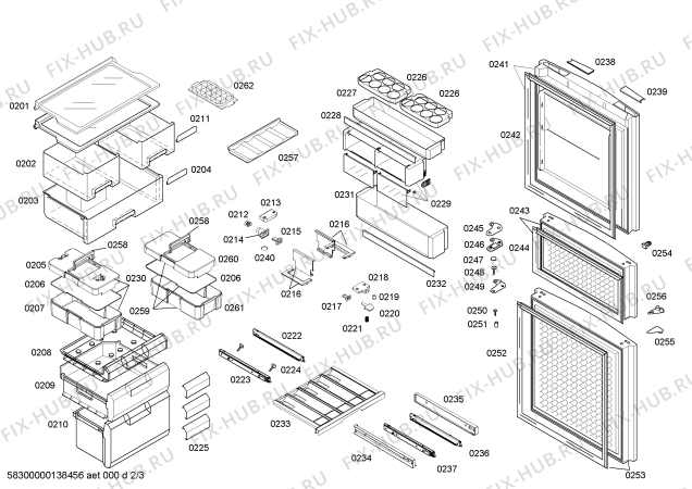Схема №2 KK28F59TI с изображением Ящик для холодильной камеры Siemens 00674001