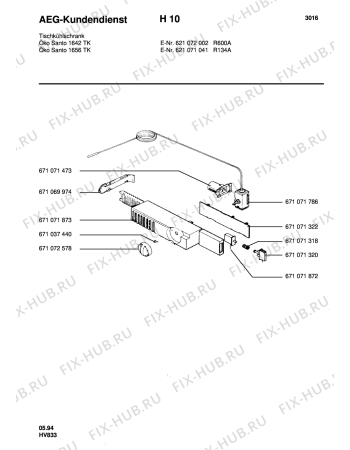 Взрыв-схема холодильника Aeg SAN1642 TK - Схема узла Refrigerator electrical equipment