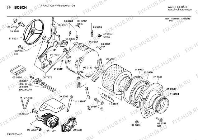 Взрыв-схема стиральной машины Bosch WFK6630 PRACTICA WFK6630 - Схема узла 03