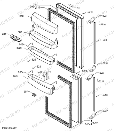 Взрыв-схема холодильника Aeg S75348KG2 - Схема узла Door 003