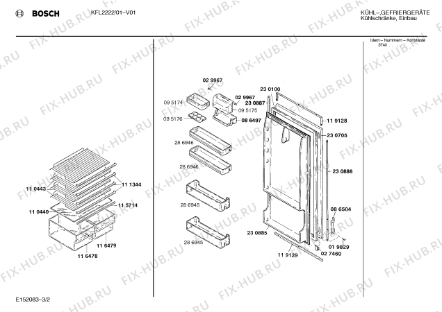 Взрыв-схема холодильника Bosch KFL2222 - Схема узла 02