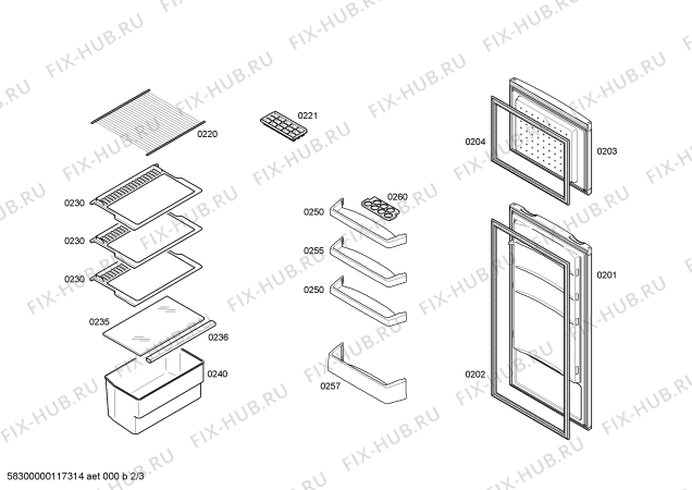 Схема №3 3FEC2300 с изображением Дверь морозильной камеры для холодильника Bosch 00476861