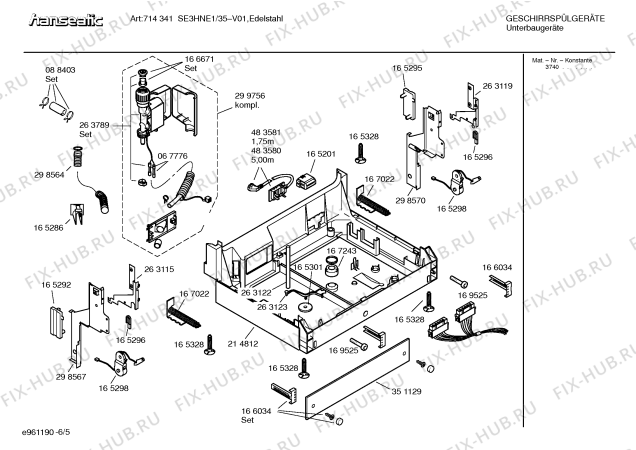 Взрыв-схема посудомоечной машины Hanseatic SE3HNE1 714341 - Схема узла 05