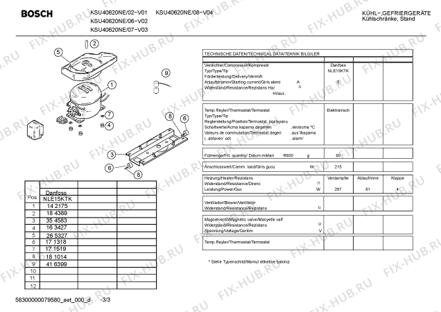 Взрыв-схема холодильника Bosch KSU40620NE - Схема узла 03