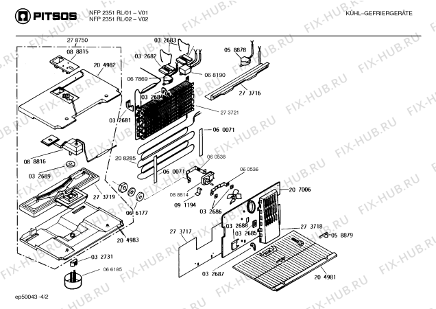 Взрыв-схема холодильника Pitsos NFP2351RL - Схема узла 02