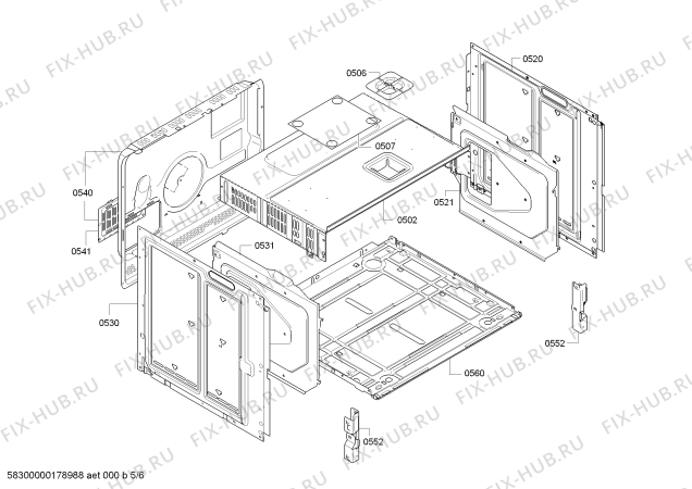 Взрыв-схема плиты (духовки) Bosch HEG78U150D Bosch - Схема узла 05