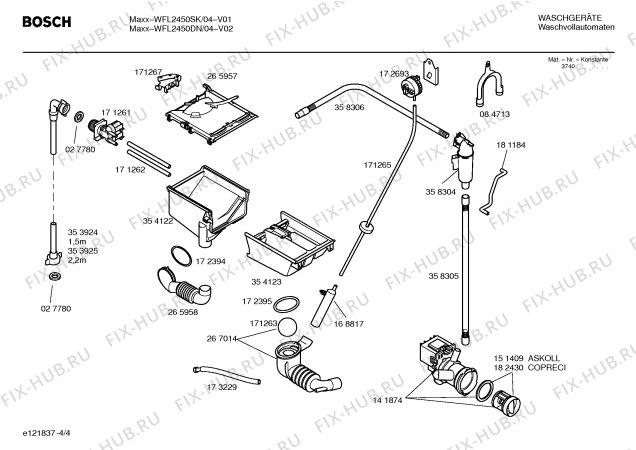 Схема №3 WFL2450SK WFL2450 с изображением Таблица программ для стиралки Bosch 00527370
